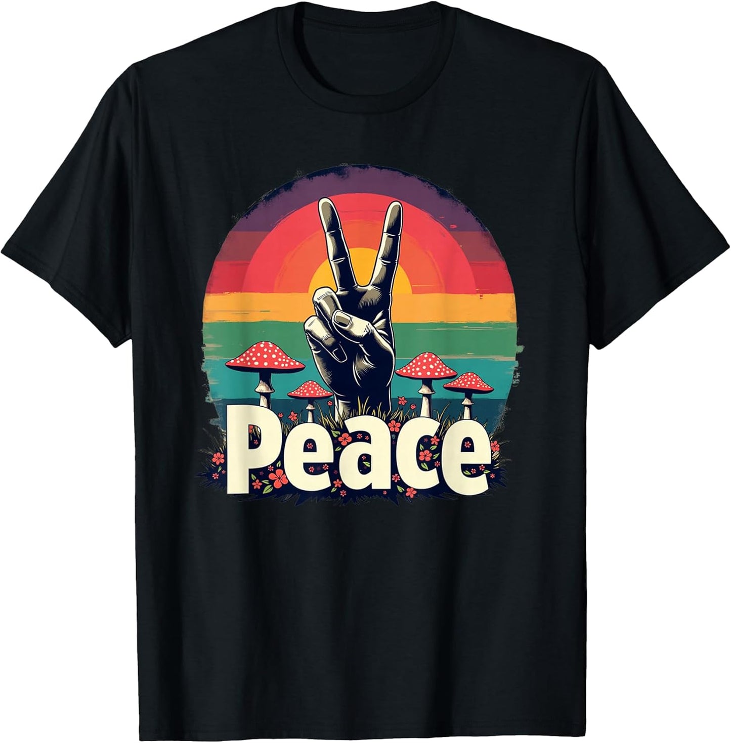 Peace Sign 70s Retro Graphic Wrinkled Hippie