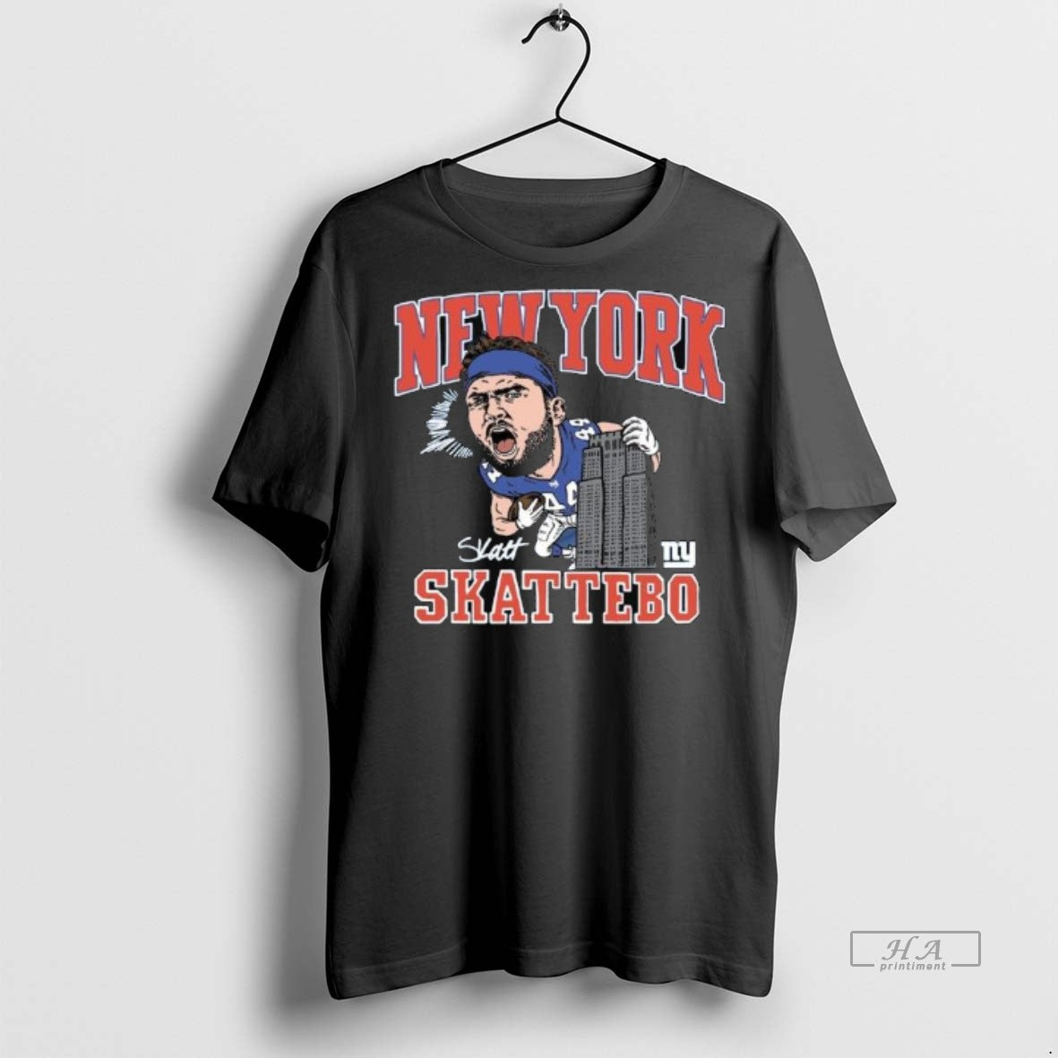 Official Trendy Cam Skattebo Royal New York Giants Caricature Tri Blend Long Sleve Tee Sweater