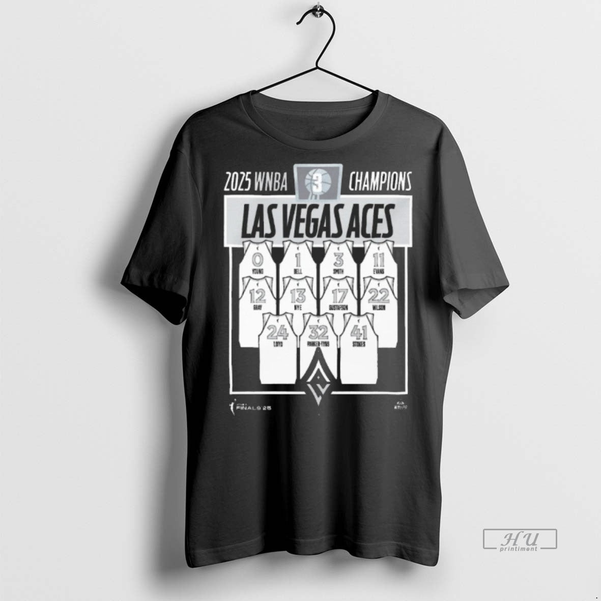 Officials Las Vegas Aces Basketball 2025 Wnba Finals Champions Jersey Roster Tee Shirt Sweater