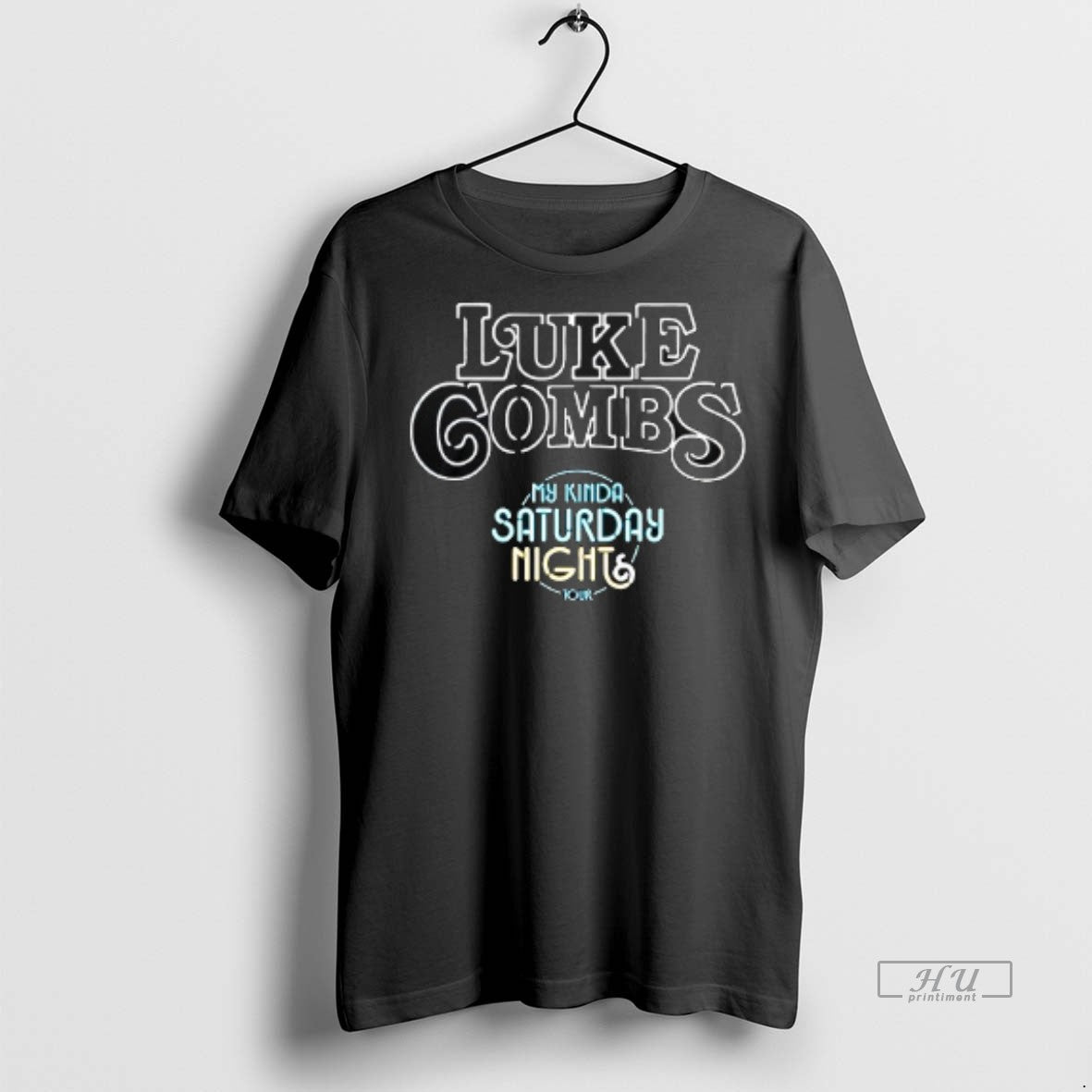 Officials Luke Combs My Kinda Saturday Night Tour Dates Neon Double Sided Tee Shirt Sweater