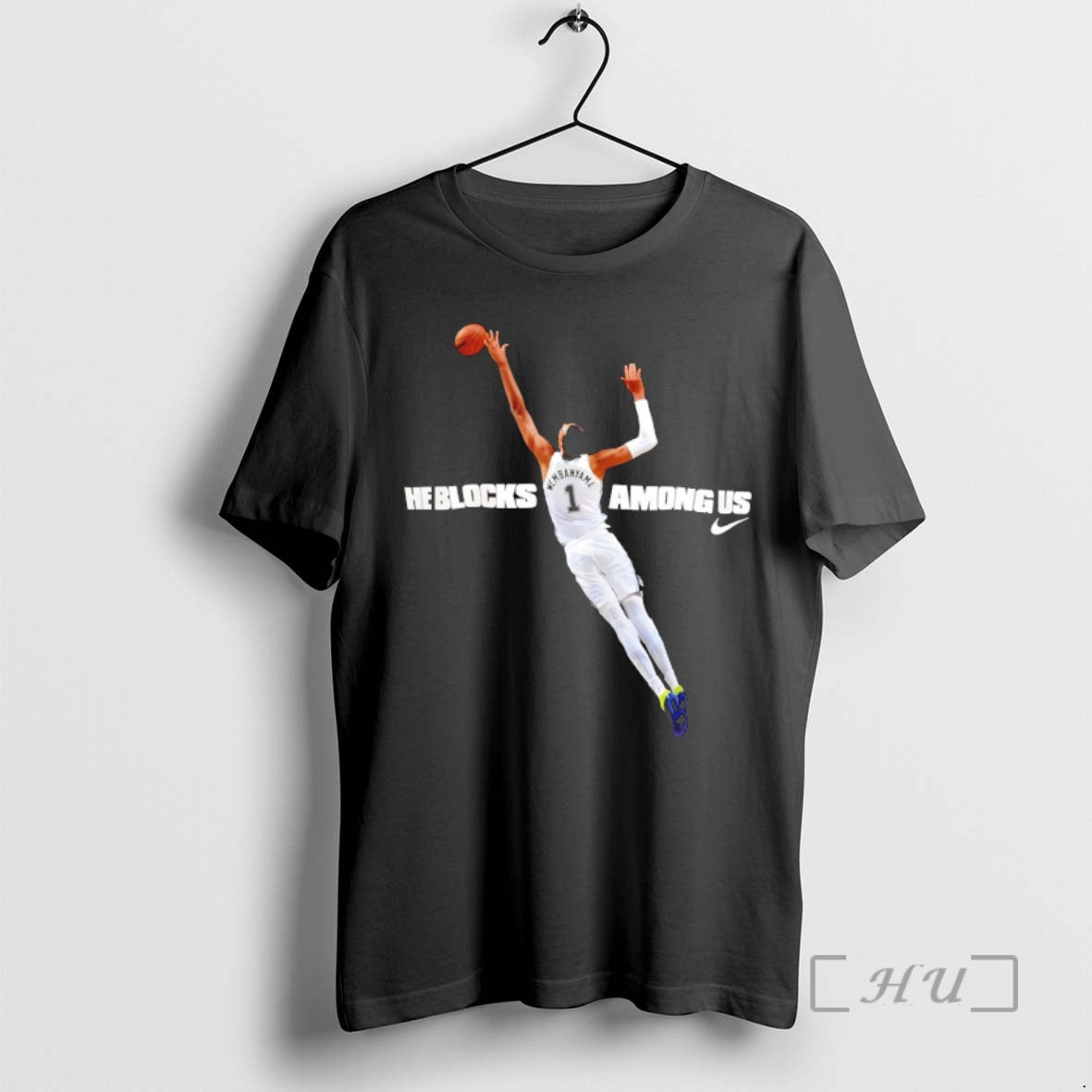 Officials Victor Wembanyama Nike San Antonio Spurs Basketball He Blocks Among Us Premium T Shirts