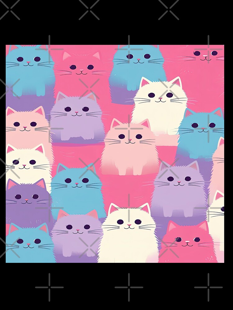 cute funny cat pattern pink blue sweet pattern with fluffy kittens ,aesthetic cat art,funny cat,Cat Lover,cute cat,cat pattern by Expressions-Sel