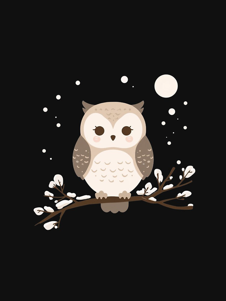 Cute Winter Owl | Kawaii Owl Night | Cozy Aesthetic Animal by Dezyra Clothing