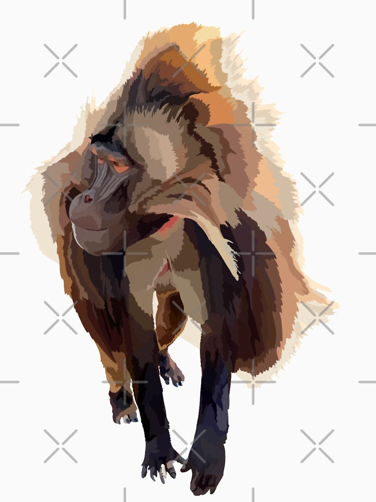 G is for Gelada, Gelada Baboon – Unique Ethiopian Highland Primate Illustration by PrettylittlepastelUk