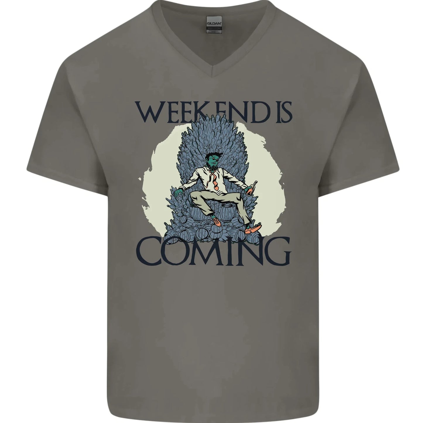 Weekend Funny Beer Cider Wine Alcohol Gin Mens V-Neck Cotton T-Shirt