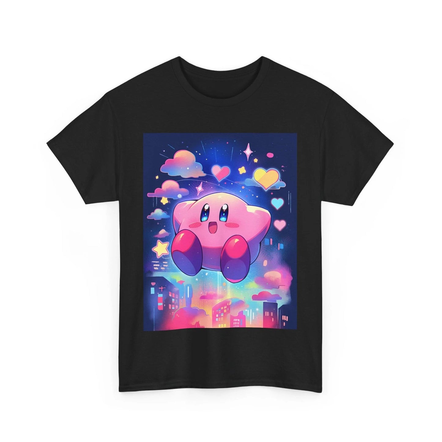 KIRBY ART TEE TSHIRT KAWAII GIFT MEN WOMEN GIRLS ANIME SHIRT CUTE PINK GAMER
