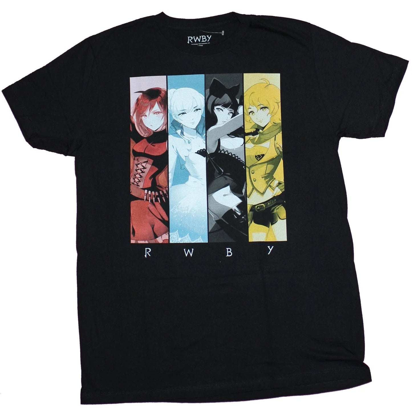 RWBY Mens T-Shirt - Four Colored Character Bars Image