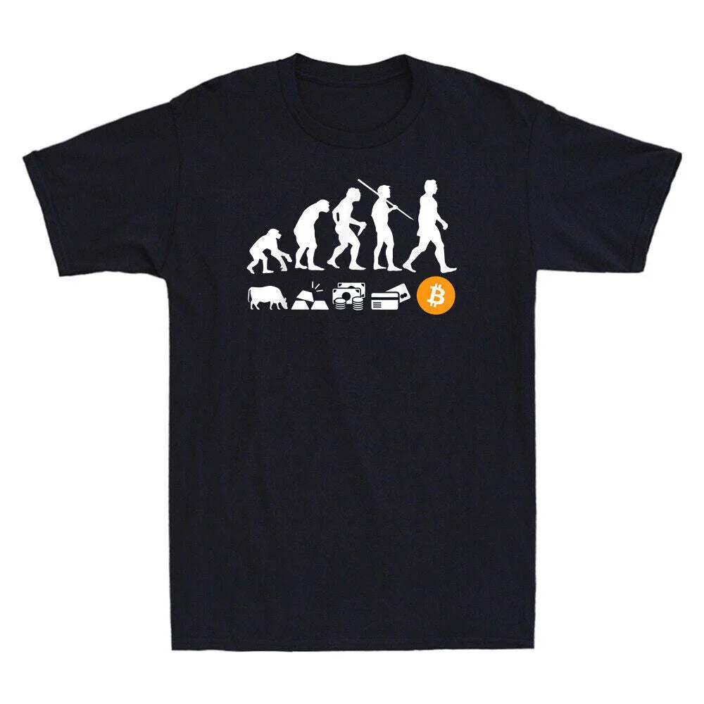The Evolution of Money BTC Funny Gift Novelty Men's T-Shirt Cotton Tee