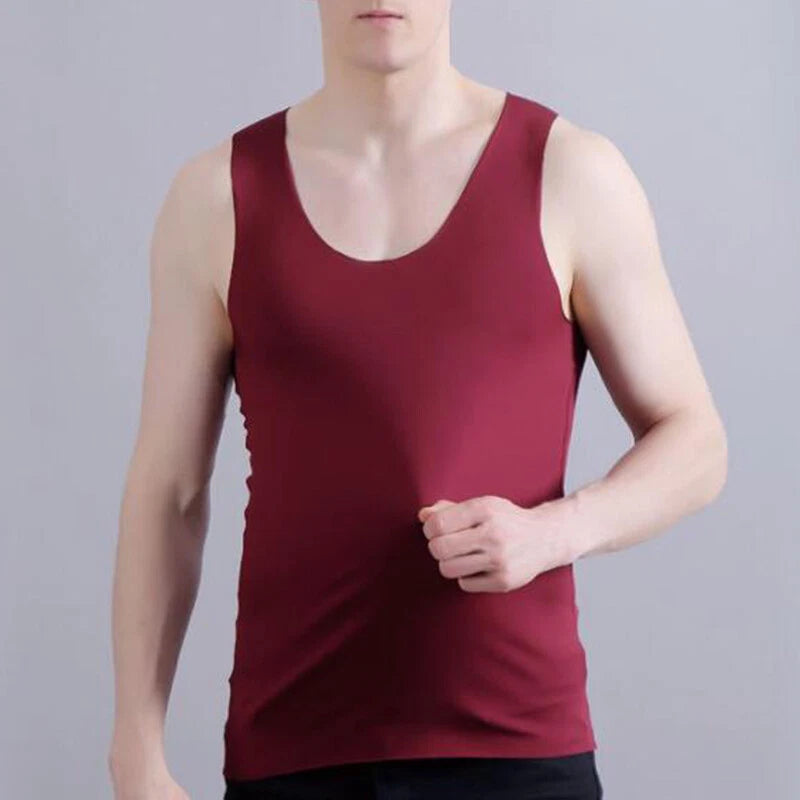 Seamless Ice Silk Mens Undershirt Vest Cool Vest Tank Top T Shirt Slim Sports ♡