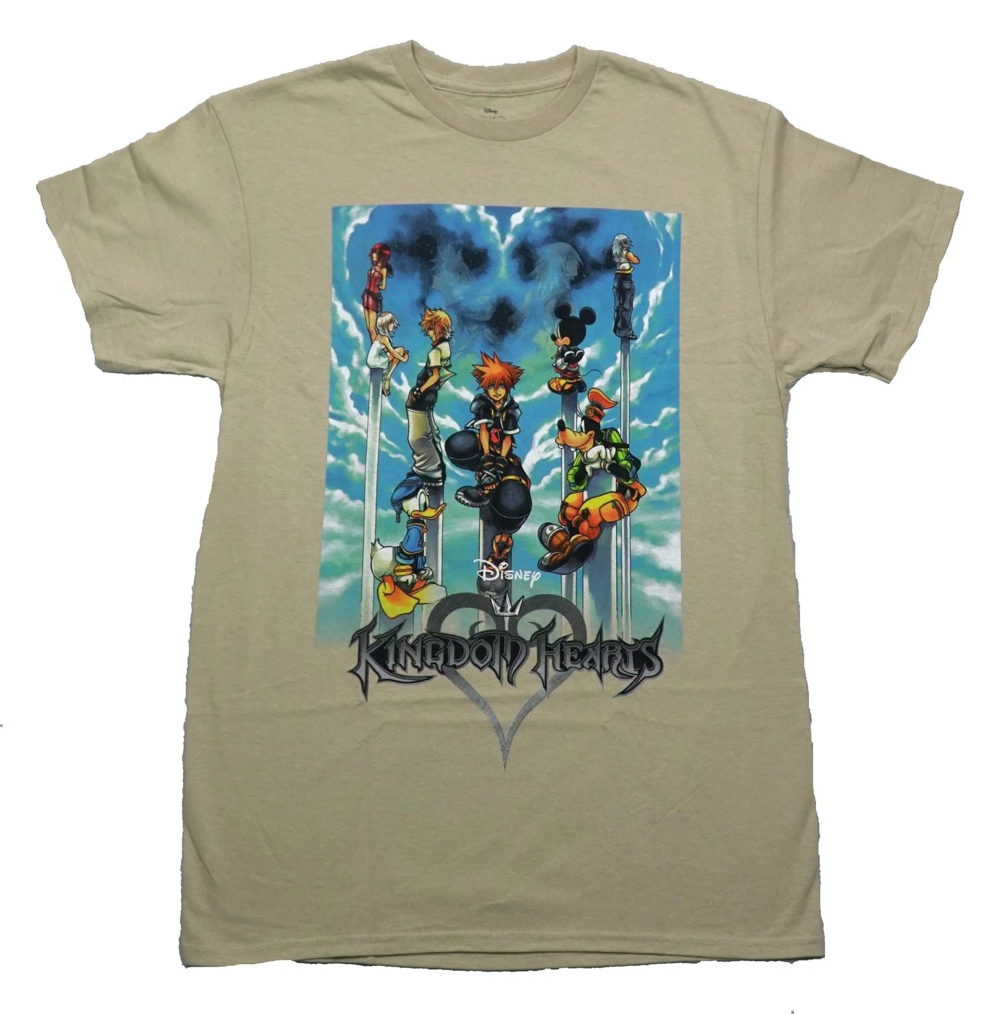 Kingdom Hearts New Adult T-Shirt - Disney Characters Posing On Pillars In Sky