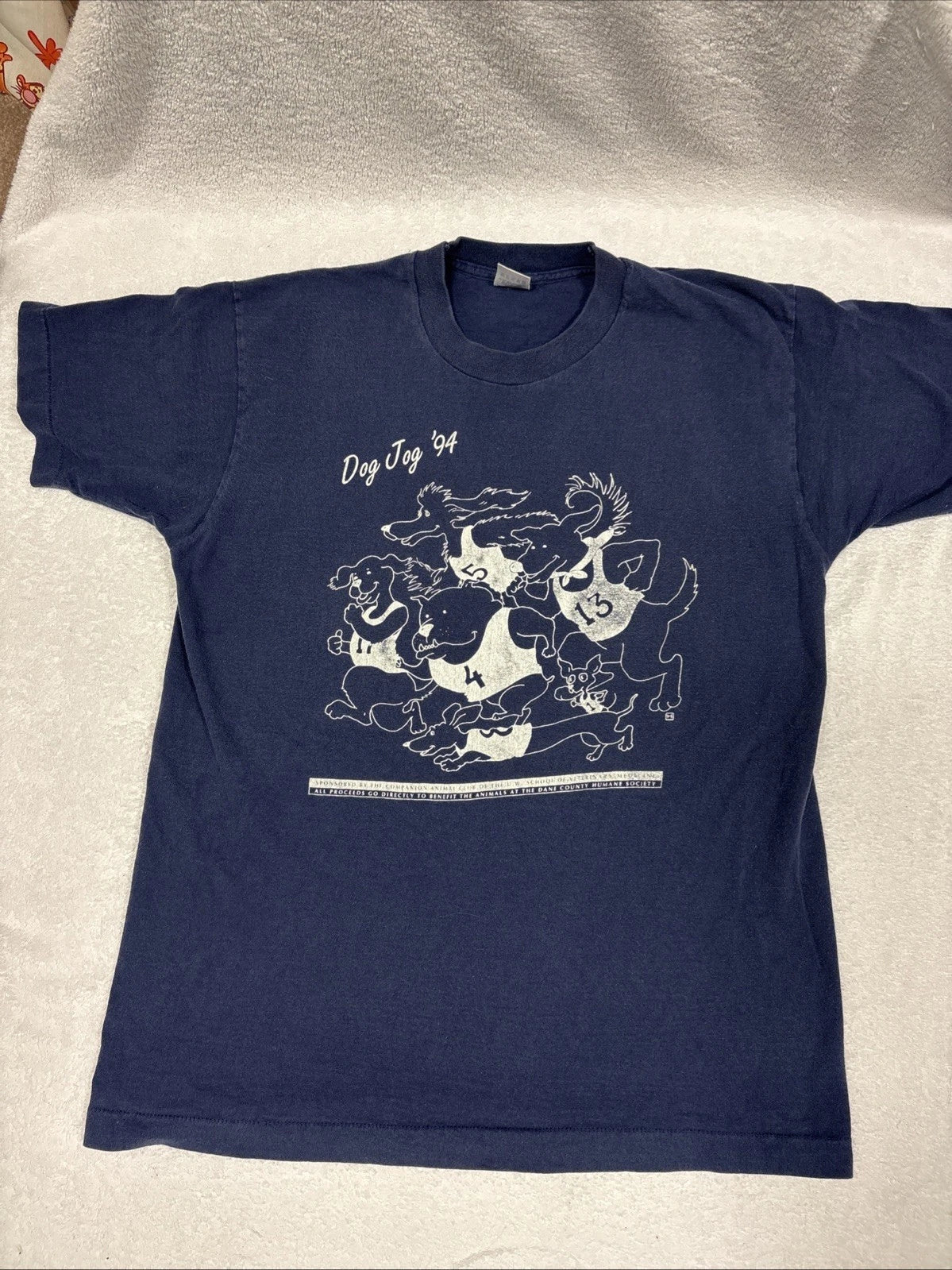 Vintage 90s Dog n Jog Running T Shirt Mens Large - Distressed Single Stitch USA