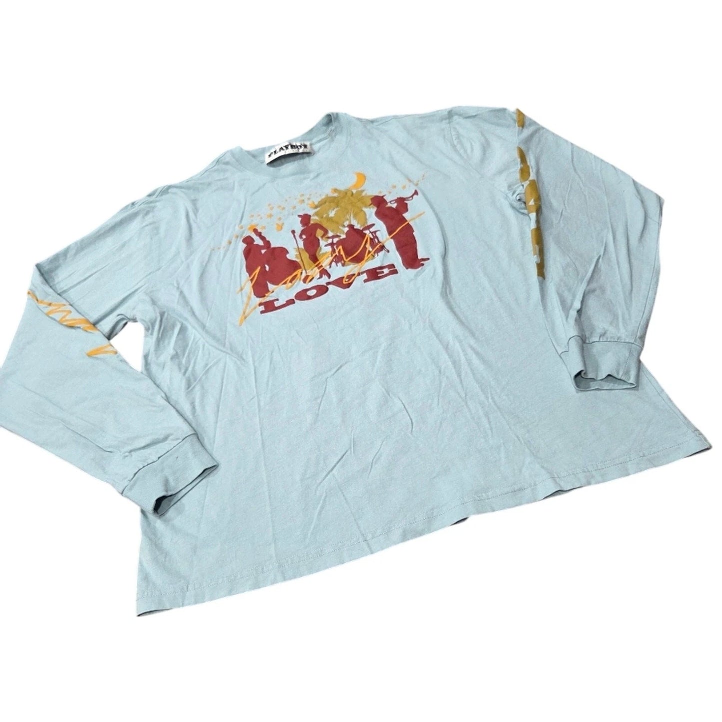 Men's Pacsun Playboy Lazy Long Sleeve T-Shirt Jazz Silhouette Graphics. Large