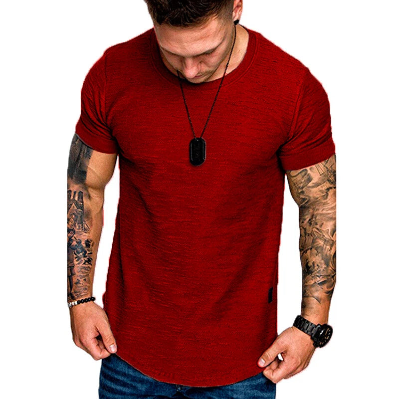 Men Slim Fit T Shirt Gym Muscle Crew Neck Short Sleeve Pullover Tops Tee Casua