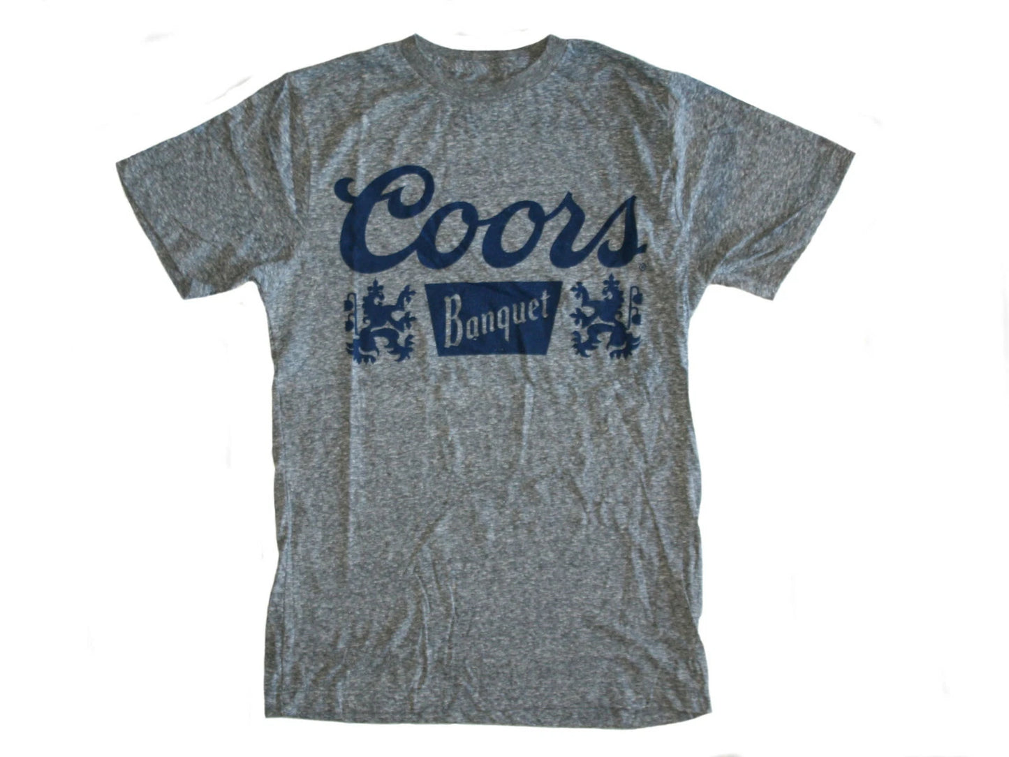Coors Banquet Beer Blue Logo Men's Short Sleeve Gray T-Shirt NEW