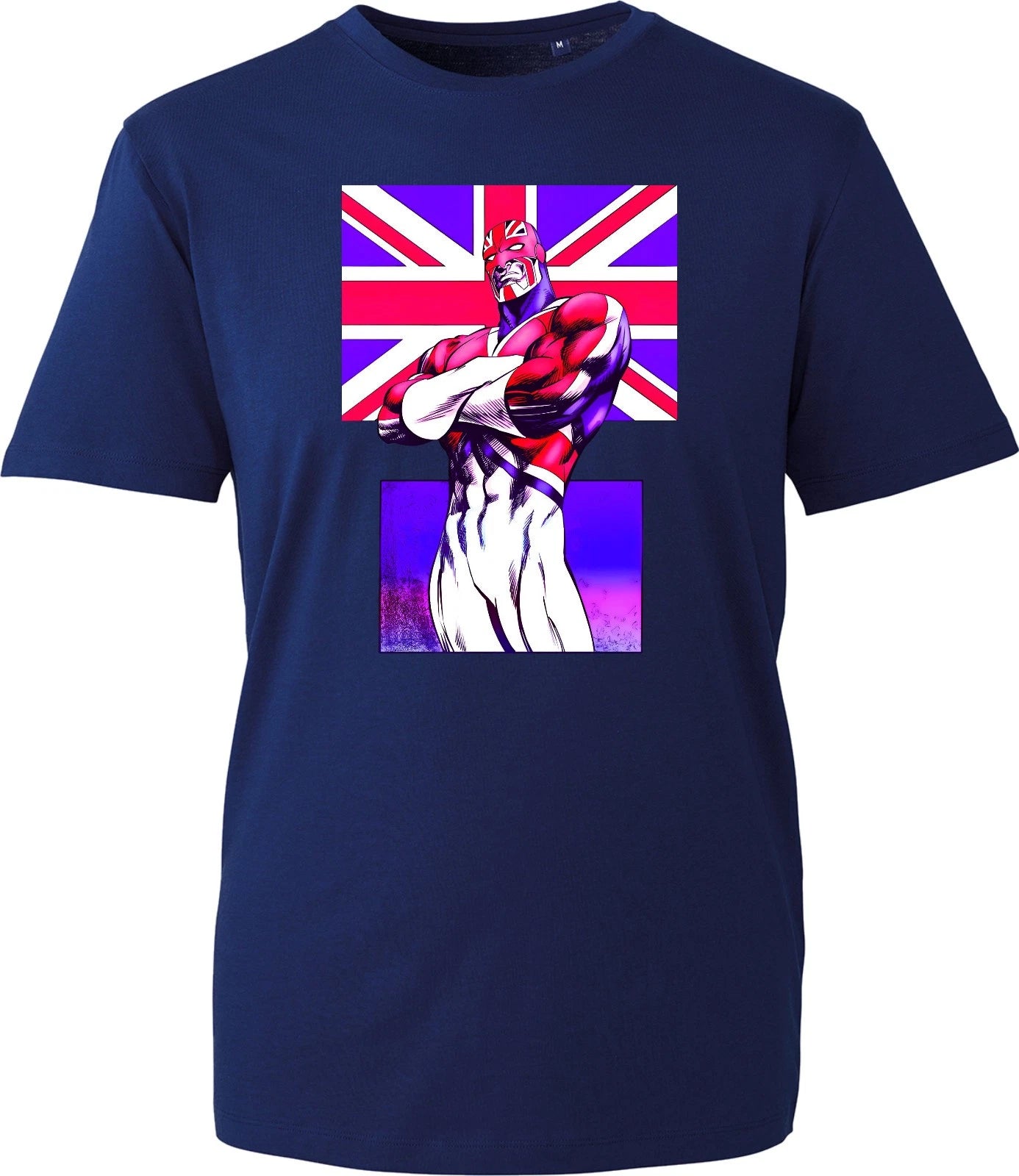Union Jack Super Hero Britain T-Shirt, Marvel Comics Uk Flag Cartoon Graphic Top