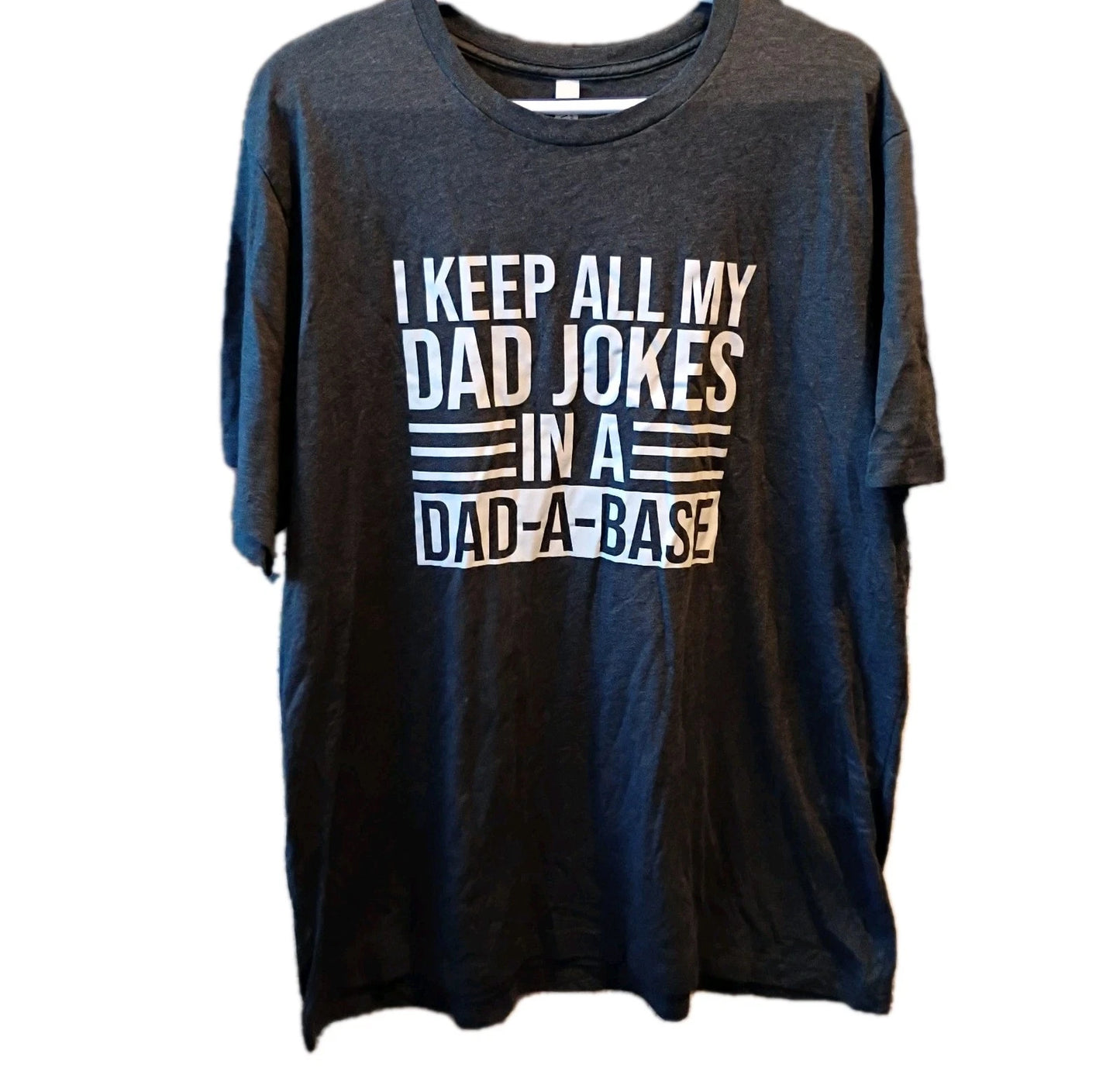 T-shirt L Gray Unisex Dad Jokes Dad-A-Base Father's Day 2XL