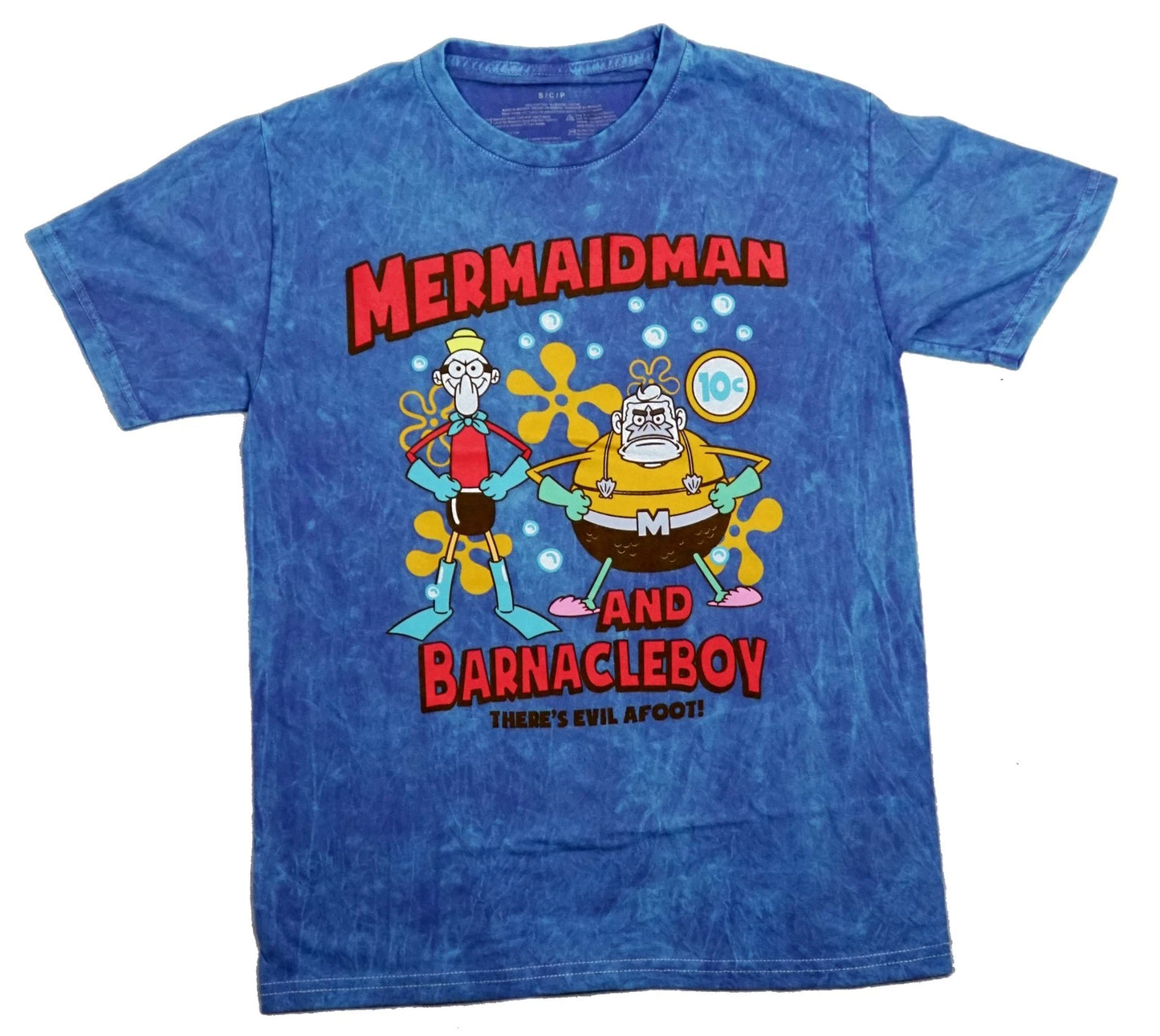 Spongebob Squarepants New Adult T-Shirt -Mermaidman & BarnacleBoy Evil Afoot