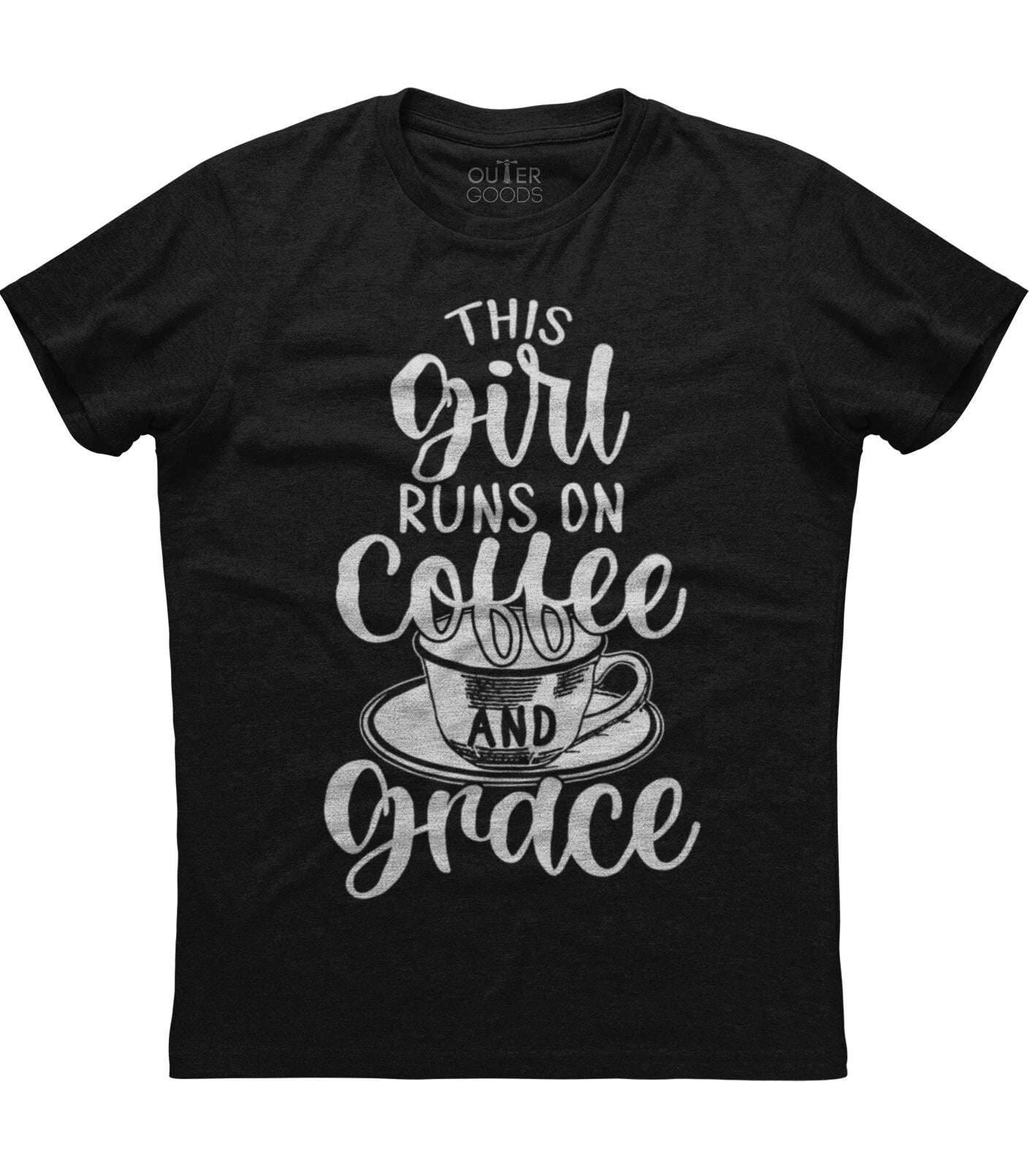 This Girl Runs On Coffee Coffee Lover Womens Short Sleeve Cotton Black T-shirt