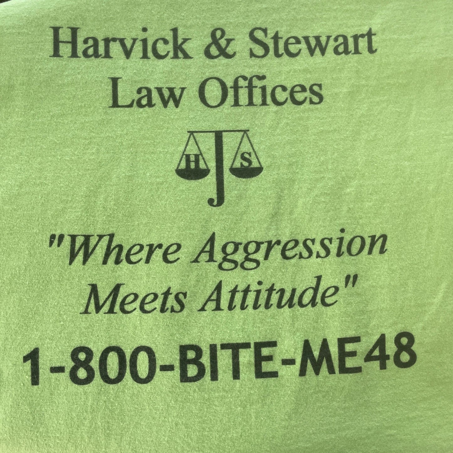 Men’s T-shirt Large Funny Humorous Lawyer 1-800-BITE-ME 48 Cotton Law Offices