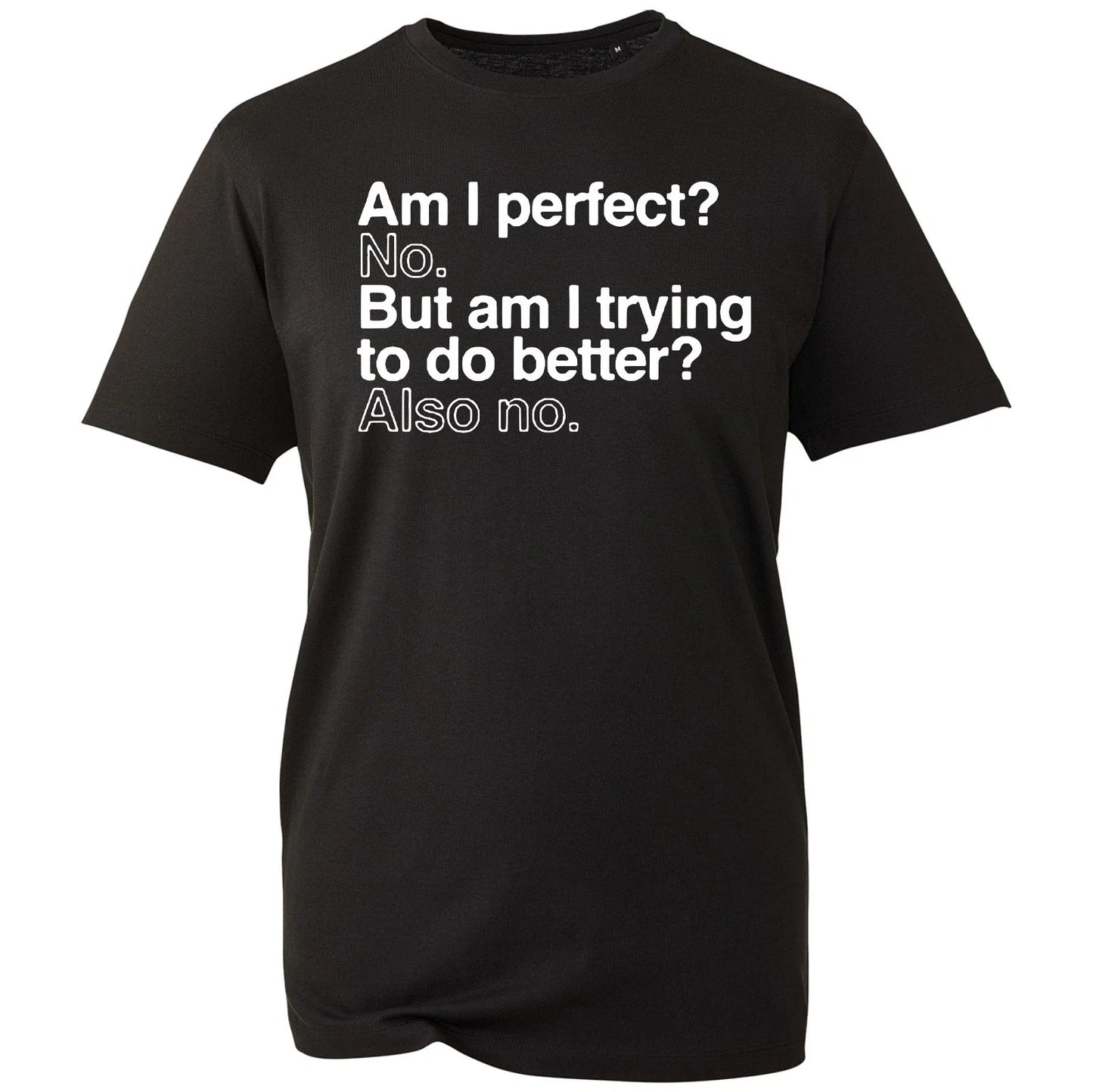 Funny Sarcastic T Shirt Mens Am I Perfect No Novelty Graphic Tee Joke Gift Black