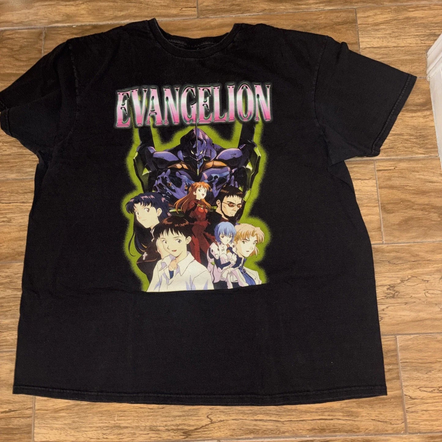 Evangelion Anime Graphic T-Shirt Men’s size xl Black Neon Genesis Tee