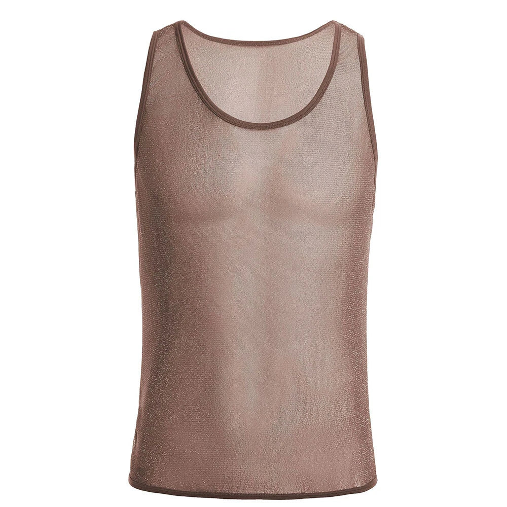 Men's Mesh Vests Waistcoat Sleeveless Top Sheer Gym Tank Tops T Shirts Slim AU