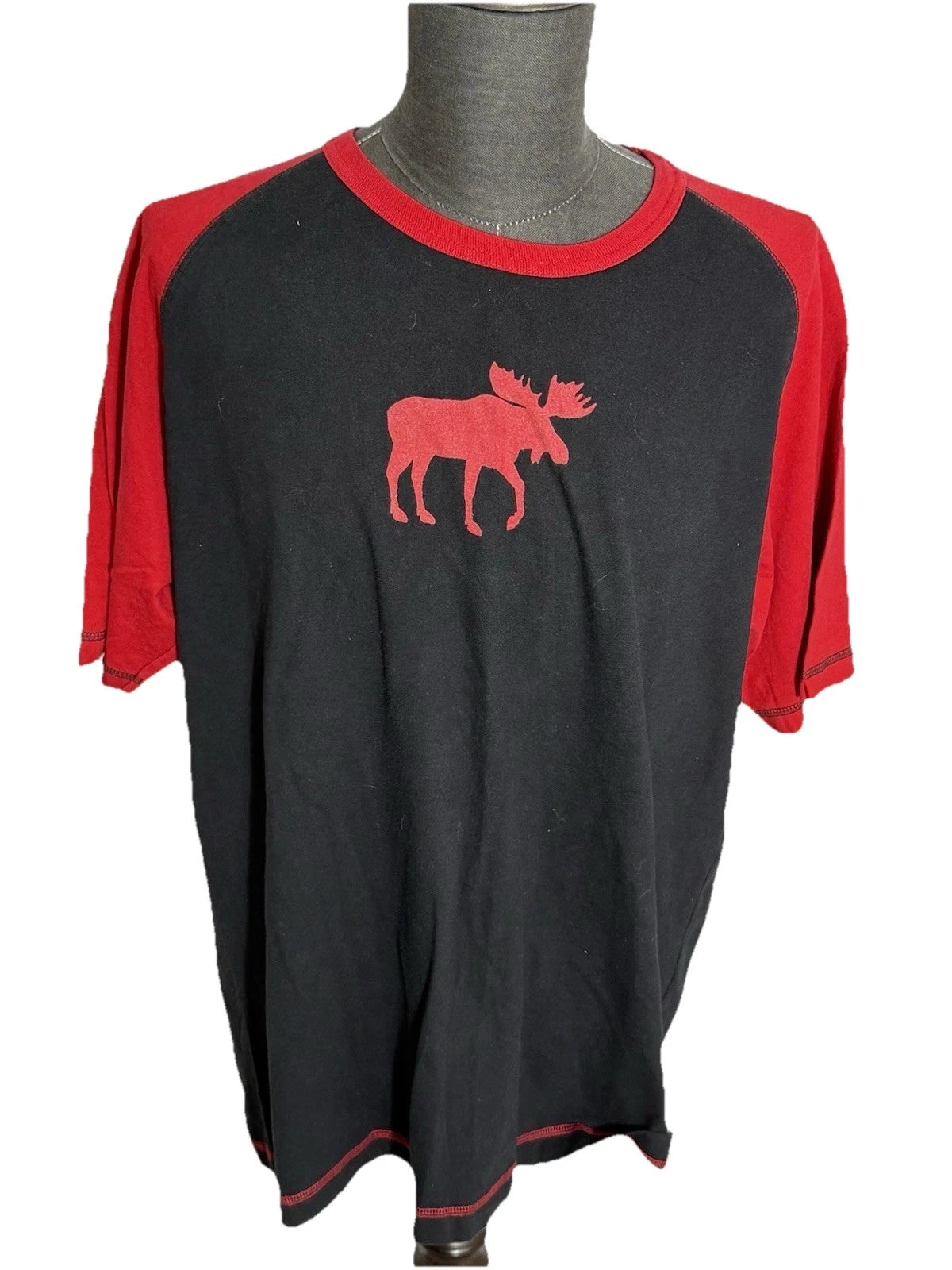 LAZY ONE Classic Moose TEE T SHIRT Sz Mens XL Black and Red EUC Fast Shipping