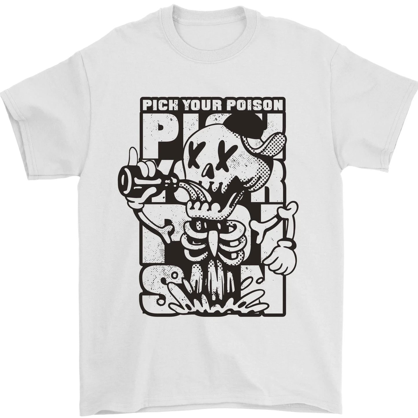 Pick Your Poison Beer Alcohol Skeleton Skull Mens T-Shirt 100% Cotton