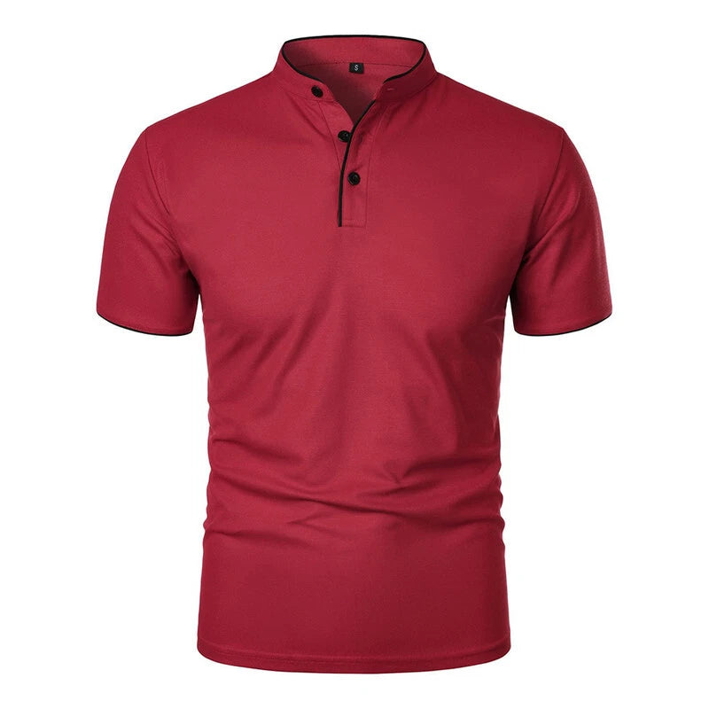 Men Grandad Henley Shirts Short Sleeve Tee T-Shirt Casual Button Golf Blouse Top