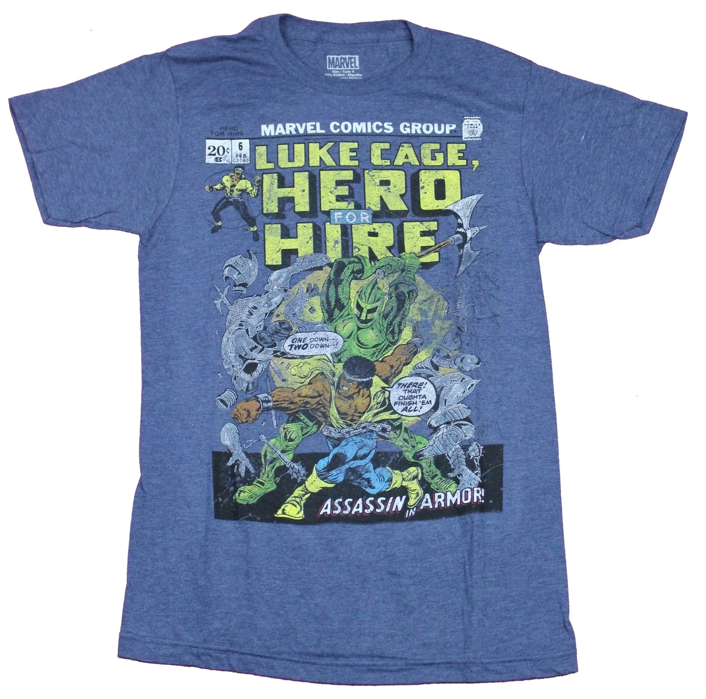 Luke Cage Adult New T-Shirt - Hero For Hire Comic Cover Issue 6 Pic