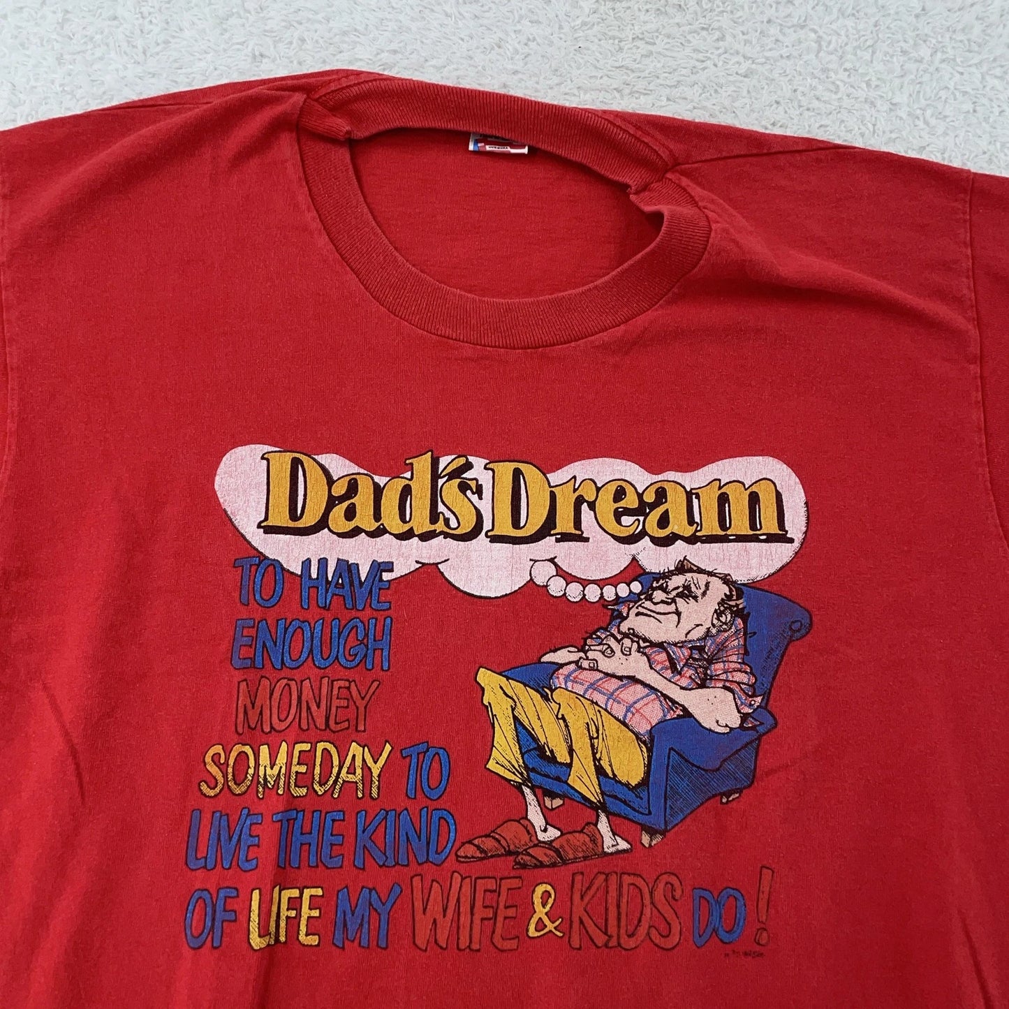 Vintage Dad's Dream Cartoon Joke T-Shirt Mens L/XL Single Stitch Made USA 90s
