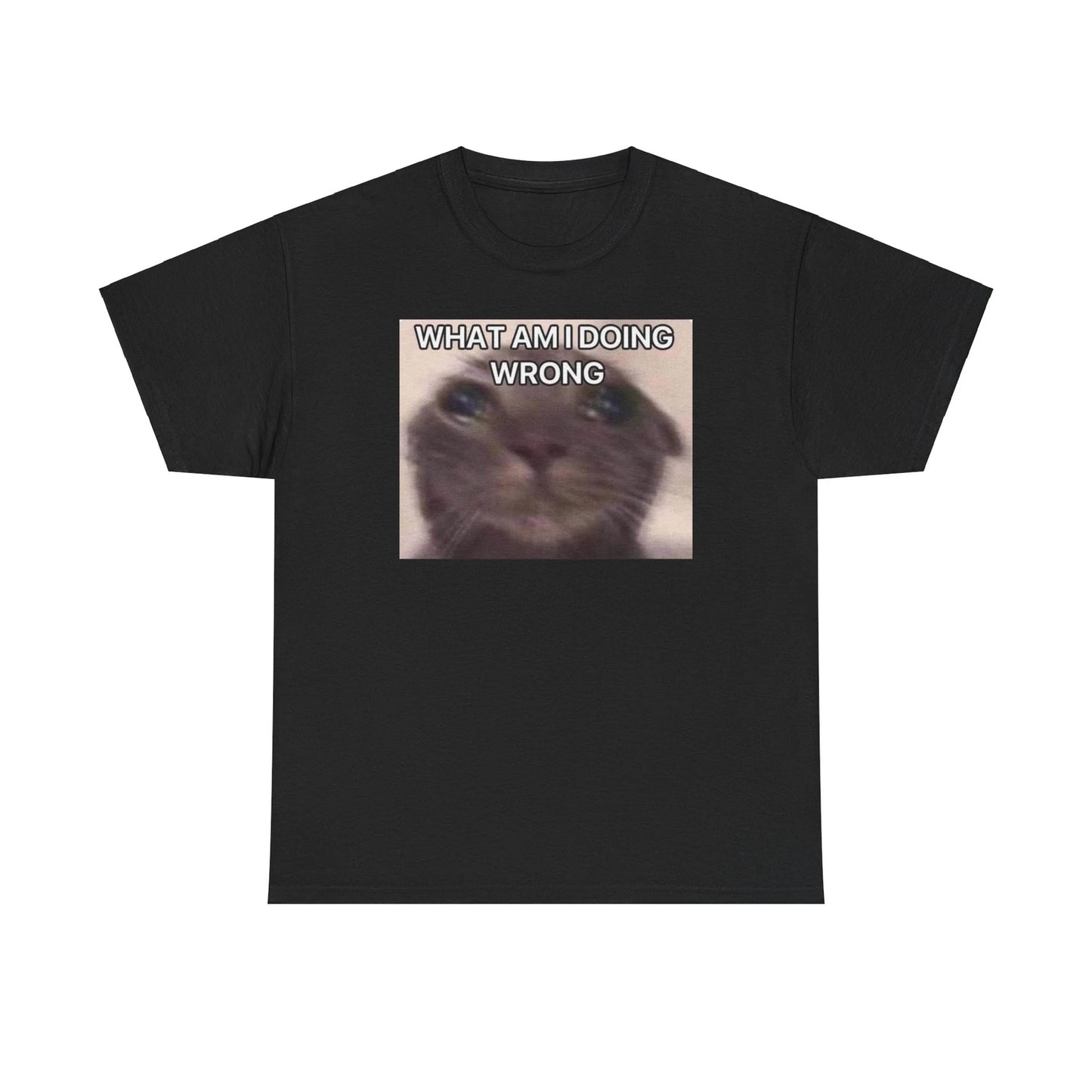 What Wrong Cat Unisex Male or Female Cotton Tee Funny Shirt, Parody, Gift, Meme