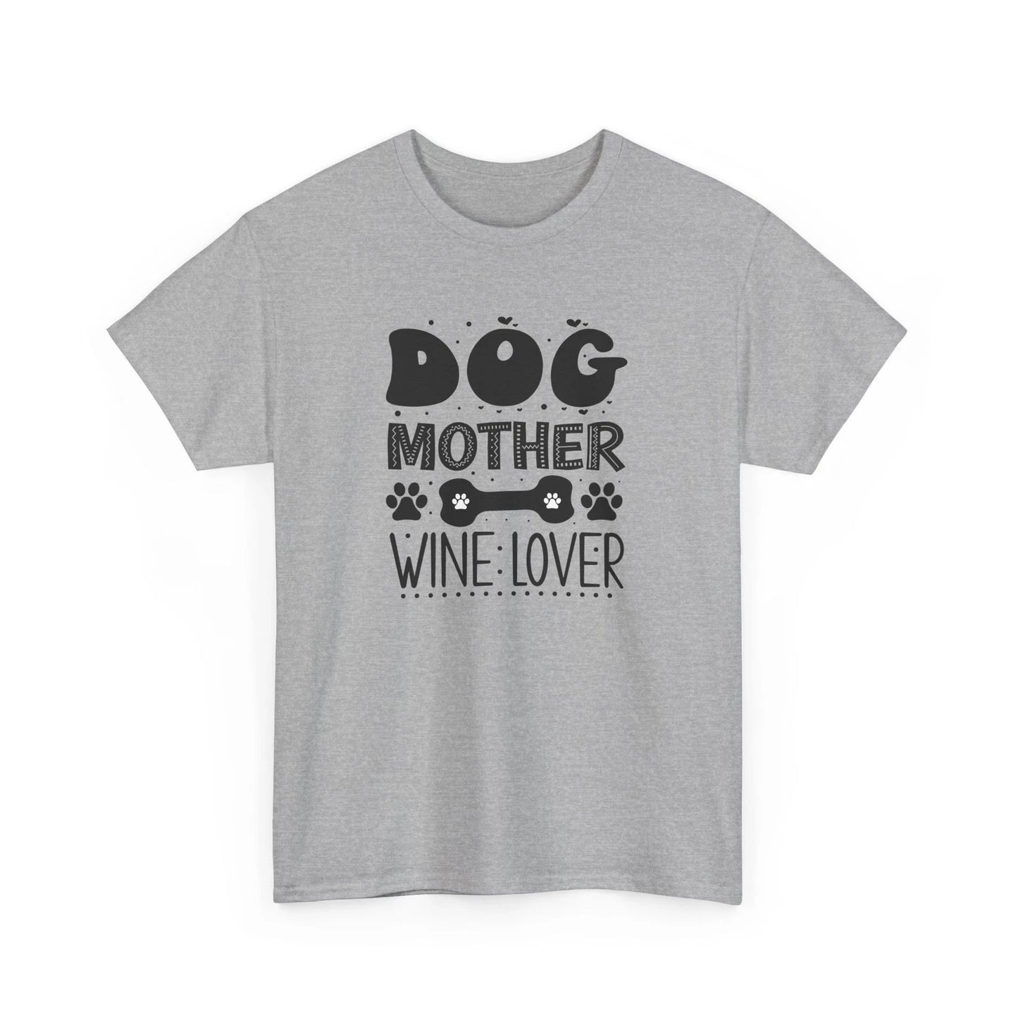 Dog Mother Wine Lover T-Shirt – Cute Puppy Lover Paw Print Graphic Tee
