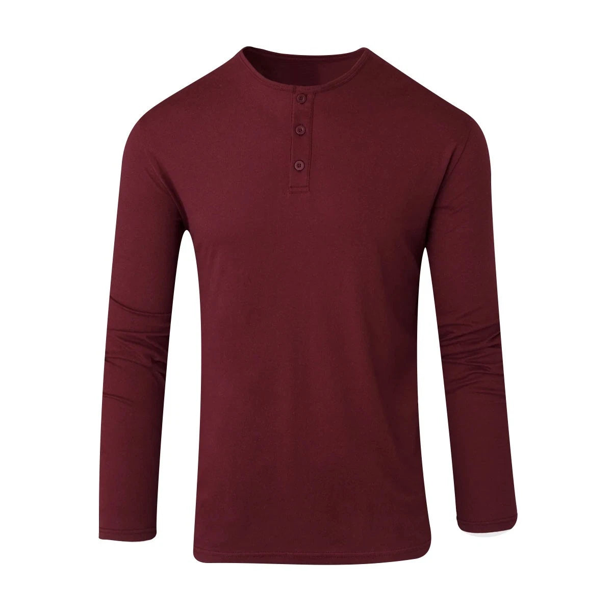 Mens Long Sleeve T-shirt Grandad Hanley Buttons Neck Cuff Plain Casual Top M-3XL