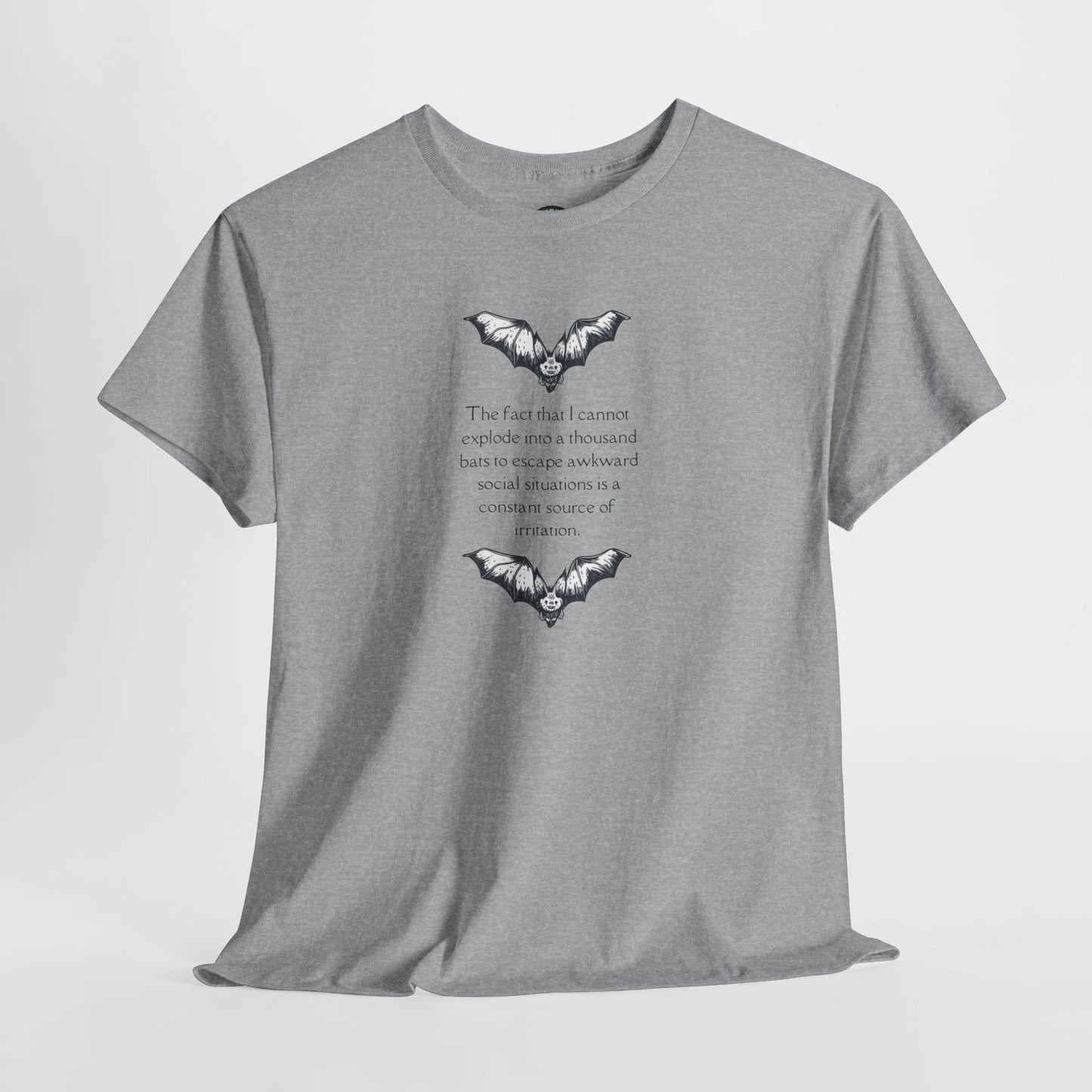 Funny Bat T-Shirt Sarcastic Humor Introvert Nerd Adult Unisex Nature Graphic Tee