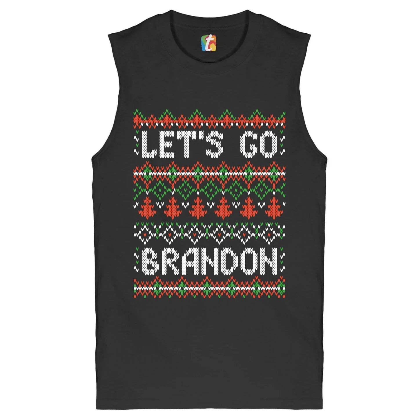 Let's Go Brandon Muscle Shirt Ugly Sweater Christmas Funny Anti Biden Men's