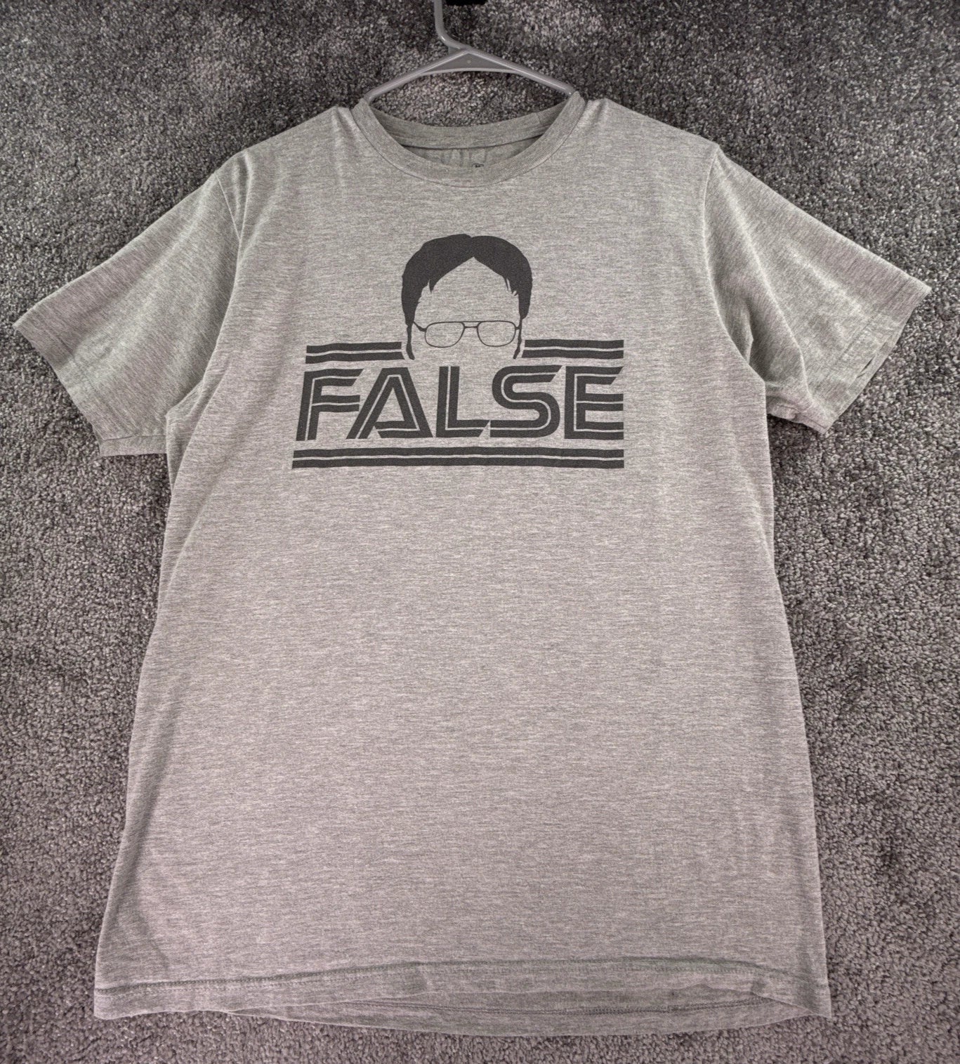 THE OFFICE DWIGHT SCHRUTE SHIRT RIPPLE JUNCTION ADULT MEDIUM M GRAY SHORT SLEEVE