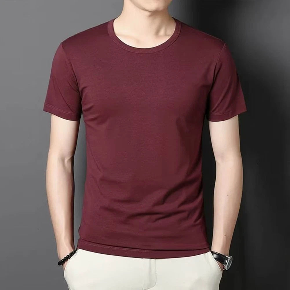 Men Slim Fit Short Sleeve Round Neck T-Shirt in Multiple Solid Colors Available