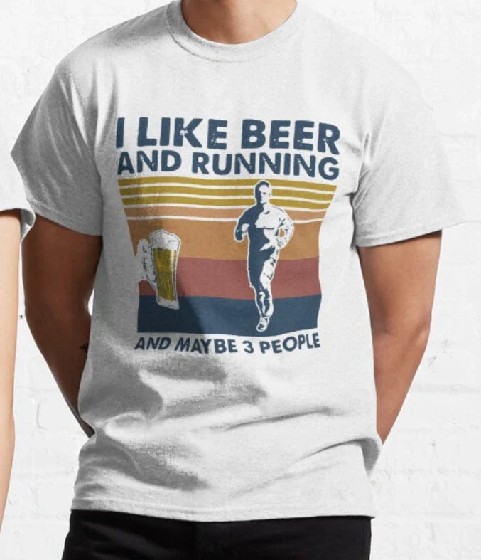 I Like Beer And Running And Maybe 3 People T shirt Funny / %100 Premium Quality