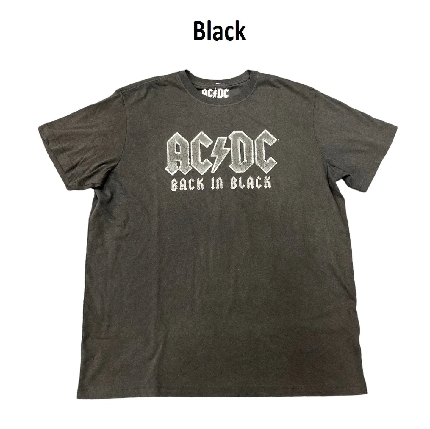 AC/DC Men's Back in Black Crewneck Short Sleeve Graphic Rock Band Tee
