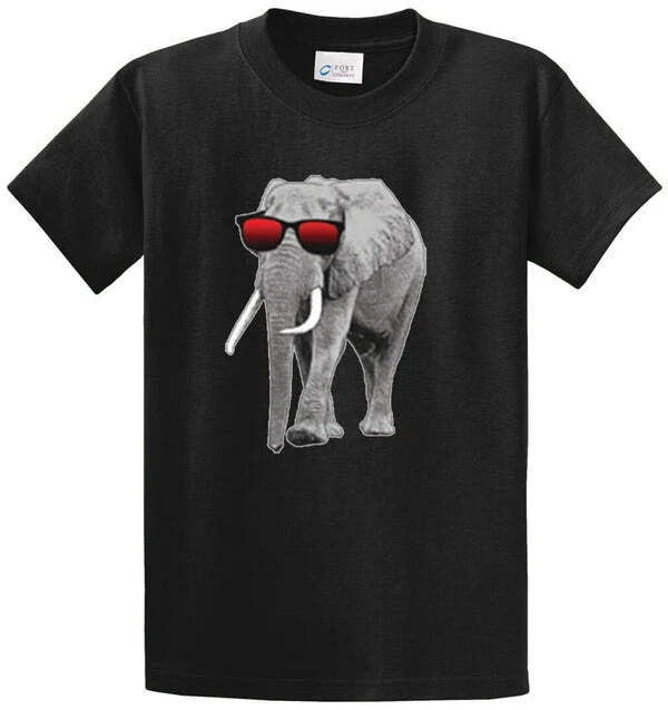 Elephant With Sunglasses Graphic Printed Tee Shirt in Regular & Big & Tall Size