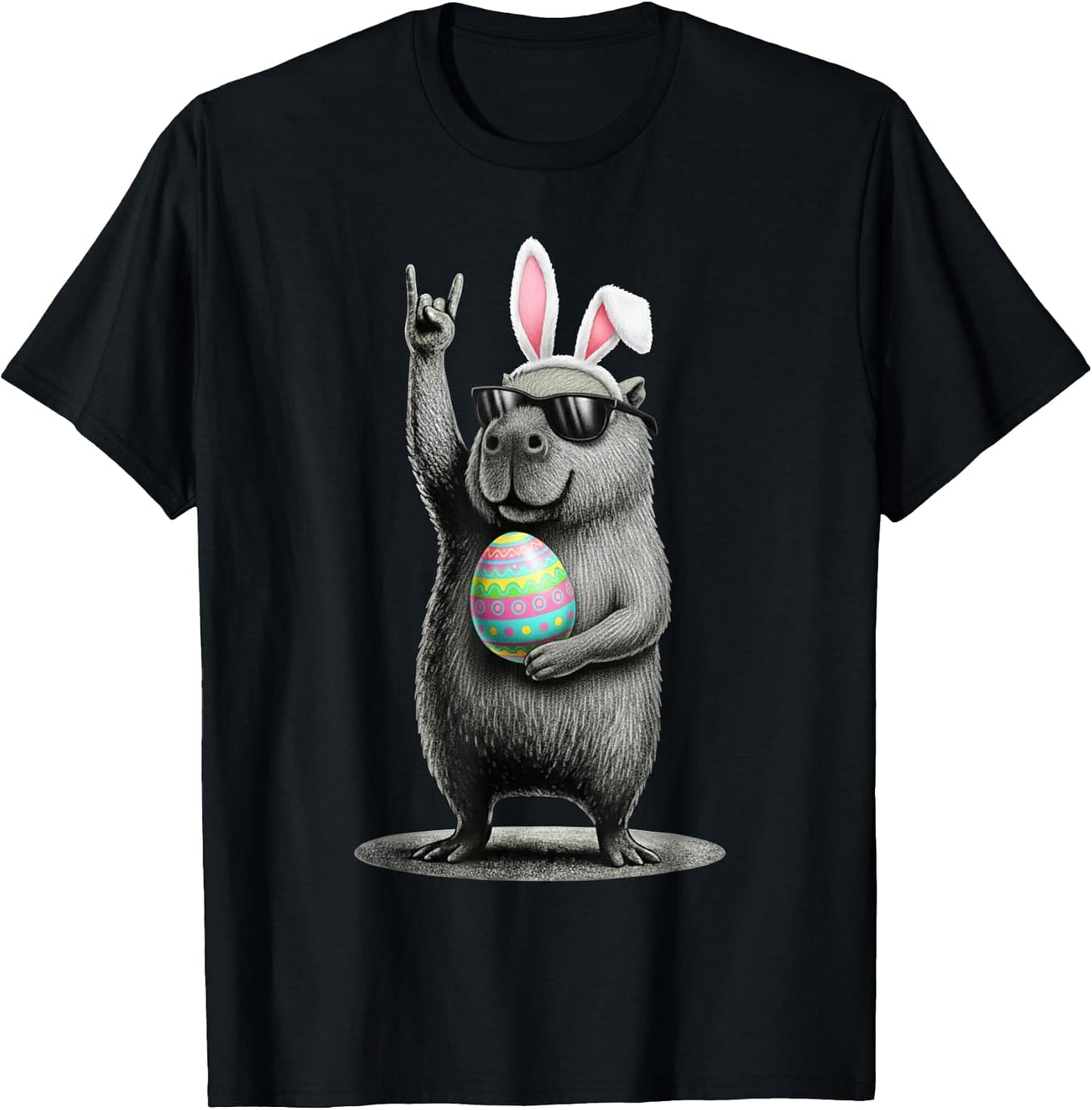 Funny Bunny Capybara Happy Easter Tees