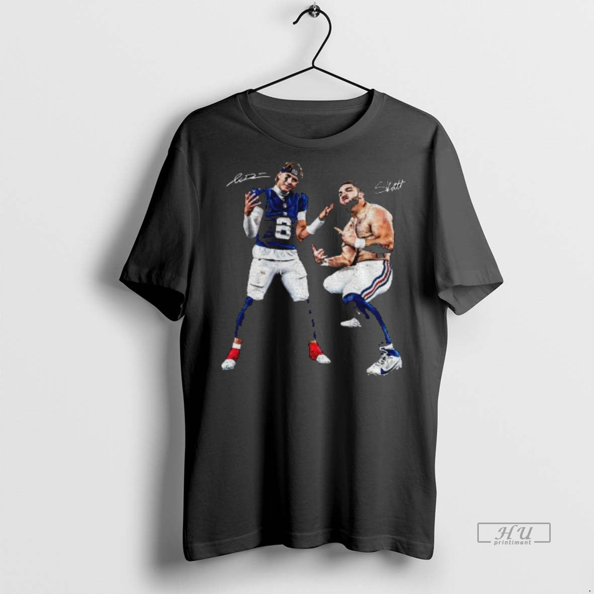 Officials Stream Giants Jaxson Dart Cam Skattebo Celebration Pose Ny Giants Signature Tee Shirt Sweater