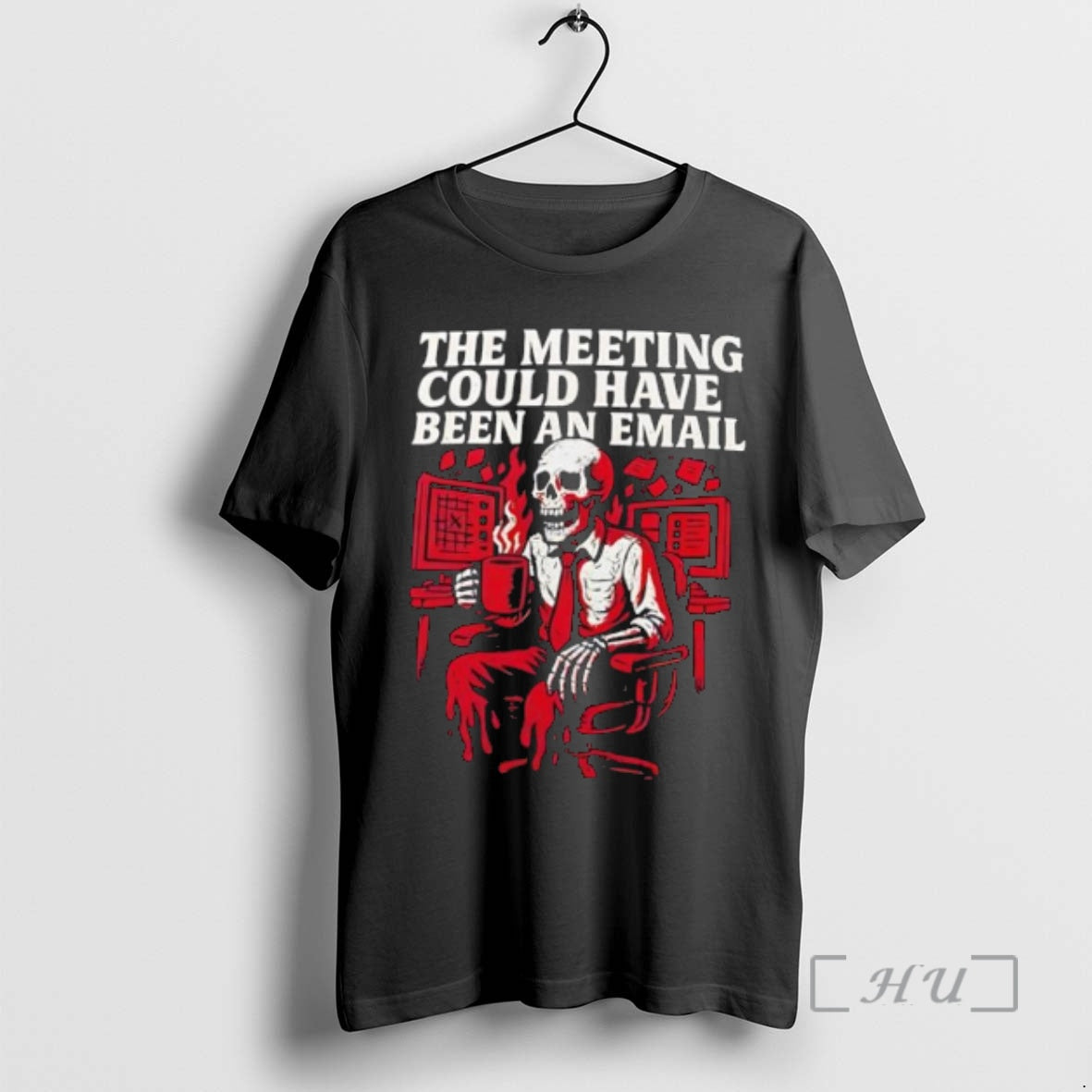 Officials The Meeting Could Have Been An Email Skeleton Drinking Coffee Premium T Shirts Sweater