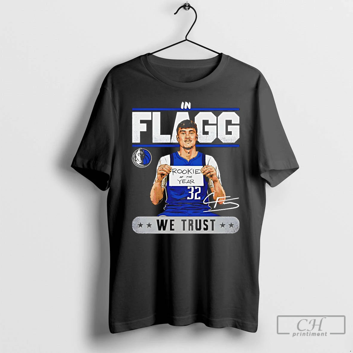 Premium Cooper Flagg Dallas Mavericks Basketball Rookie At The Year We Trust Signature T Shirts