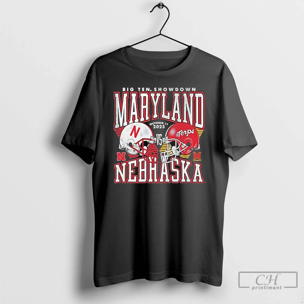 Premium Maryland Vs Nebraska 2025 Gameday Matchup Helmet T Shirts