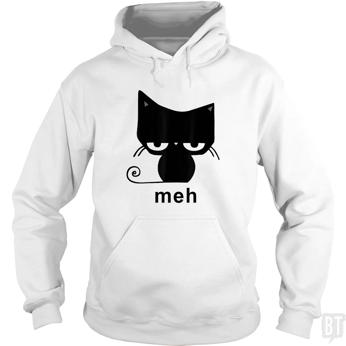 Meh Black Cat Funny Hoodie