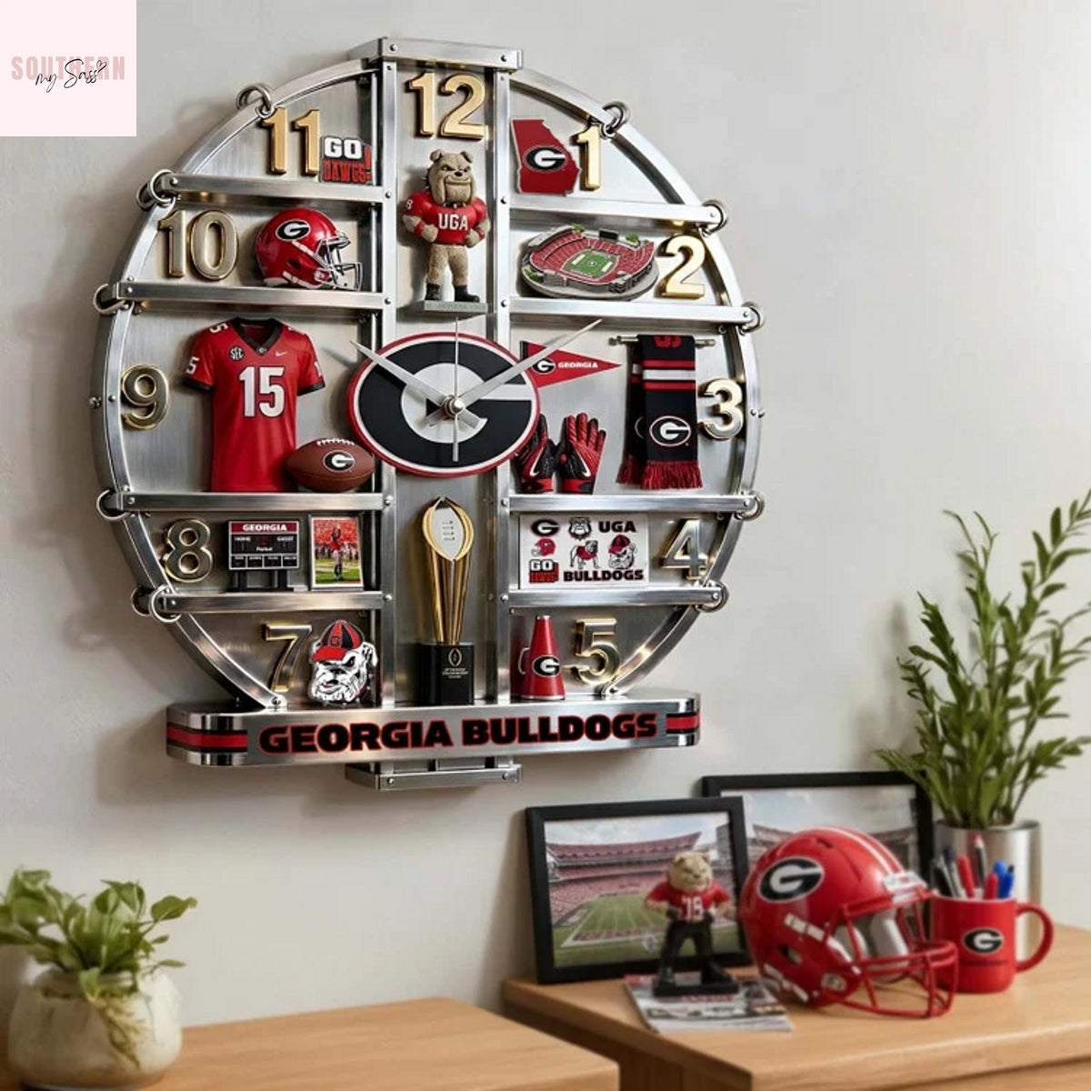 Georgia Bulldogs Home Decorative 3D Wall Clock