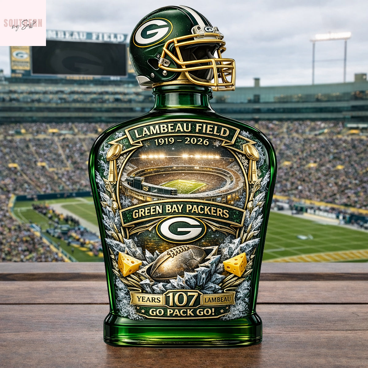 Green Bay Packers Lambeau Field 1919-2026 Whiskey Bottle