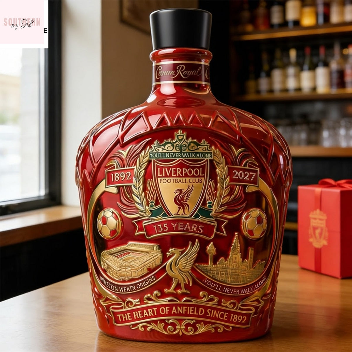 Liverpool Football Club 135 Years Anniversary Whiskey Bottle
